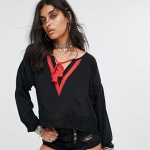 Glamorous Black Peasant Top